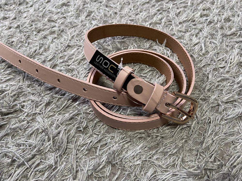 Пудровий жіночий ремінь із натуральної шкіри із класичною пряжкою 20 мм PS Leather Київ - фото 3