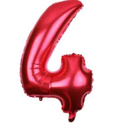 Шарик цифра 4 фольгированная 32 дюйма красный Киев