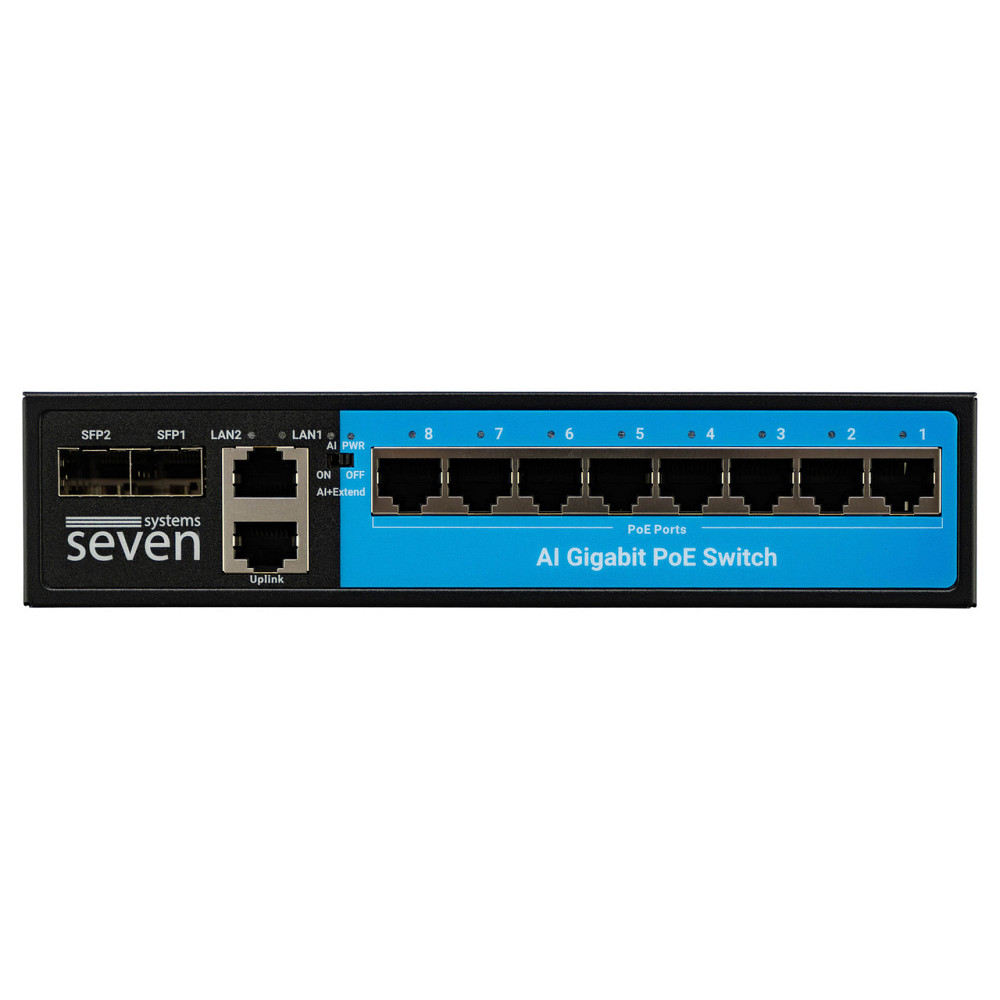 Гігабітний PoE комутатор 8 портів SEVEN P-7328FG-2SFP (POE: 8G, UP: 2G+2SFP) Київ - фото 10