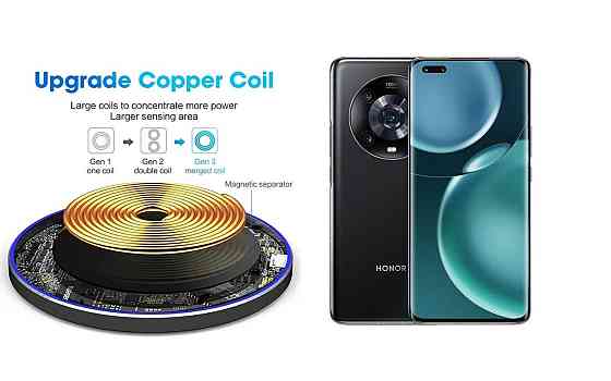 Бездротовий зарядний пристрій Copper до 30W для Honor 400 Pro, USB-C, LED Київ