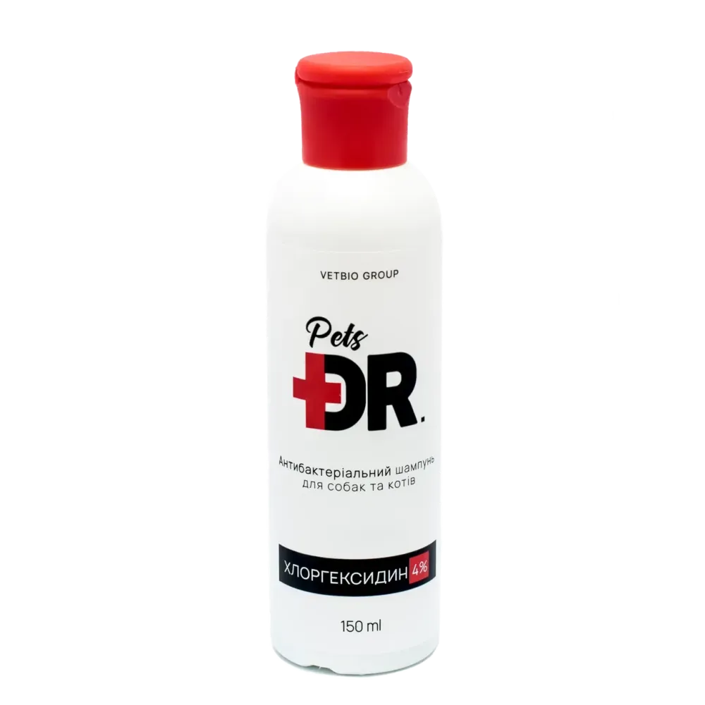 Антибактеріальний шампунь для собак та кішок Vetbio Dr.Pets з хлоргексидином 4% 150 мл Вінниця - фото 1