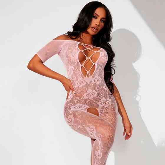 Открытый бодистокинг - Нежно розовый - S/M/L – Эротическое бельё Винница