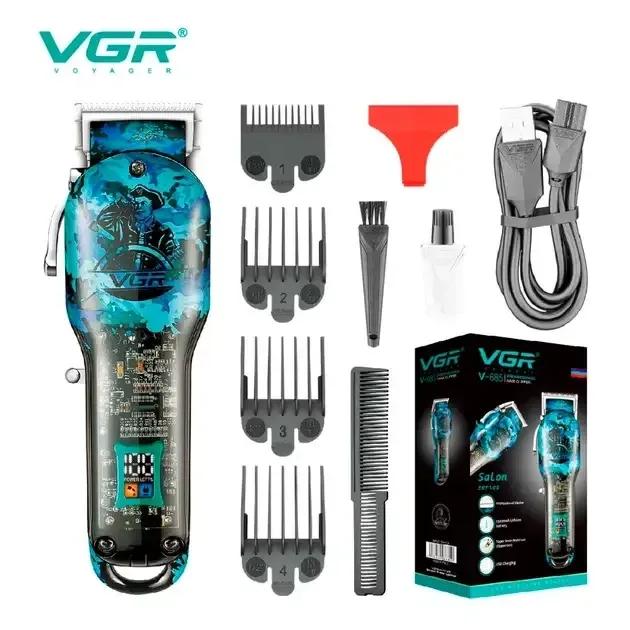 Профессиональная машинка для стрижки волос VGR V-685 с LED дисплеем, 8 насадок и аккумулятором Одесса - изображение 6