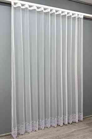 Тюль VR-Textil 1818т Грек-сетка с вышивкой и люрексом цвет Белый 300х270 см (42-0805) Киев