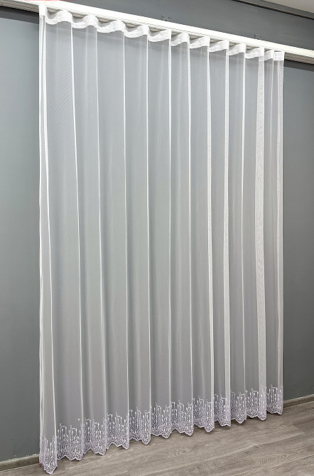 Тюль VR-Textil 1818т Грек-сетка с вышивкой и люрексом цвет Белый 300х270 см (42-0805) Киев - изображение 3