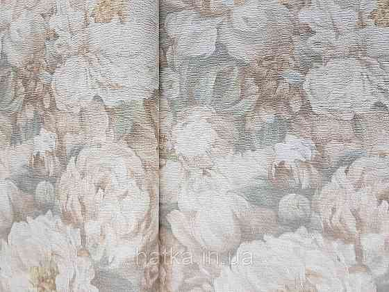 Шпалери вінілові на флізелін Rasch Riva 1.06х10 квіти піони бежеві білі блакитні 972405 Київ