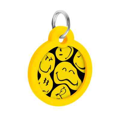 Адресник для тварин WAUDOG Smart ID з QR паспортом "Смайли на чорному", коло 30 мм (230-0181) Вінниця