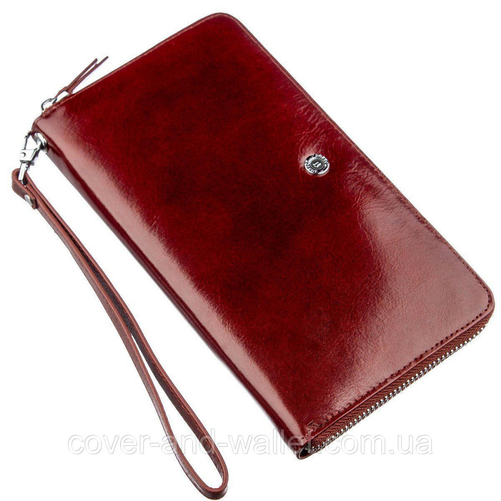 Фірмовий чоловічий шкіряний портмоне клатч на блискавці коричневий BOSTON Київ - фото 1