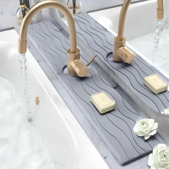 Коврик под смеситель,накладка в кухню или ванную комнату на раковину,каменный из диатомита,цвет тёмно-серый Каменец-Подольский