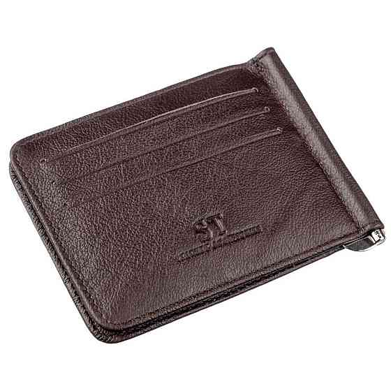Удобный мужской зажим для купюр Коричневый (ST Leather) Киев