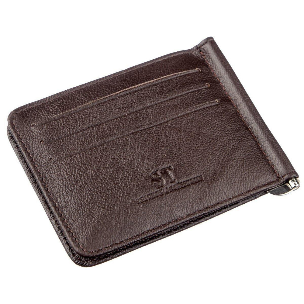 Удобный мужской зажим для купюр Коричневый (ST Leather) Киев - изображение 6