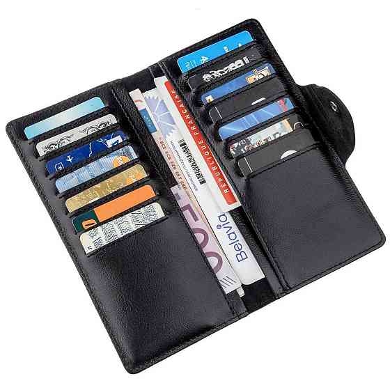 Гаманець чоловічий вертикальний зі шкіри Алькор на кнопках SHVIGEL 16173 Чорний Київ