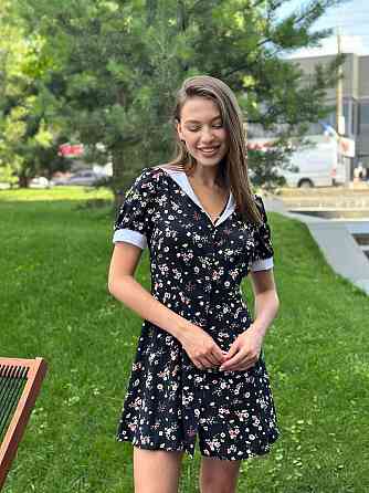 Жіноча легка сукня з штапелю Чорний з квітами M-L Харків