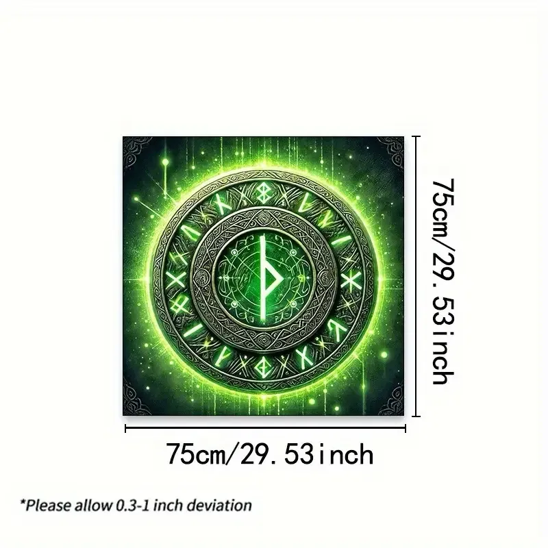 Скатерть для Таро и рун 75×75 см – магический зеленый рунический круг, алтарный текстиль для ритуалов и гадани Киев - изображение 4