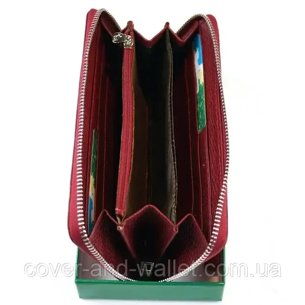 Красный кожаный женский кошелек на молнии Marco Coverna MC-7002-2 Бордовый Киев - изображение 3