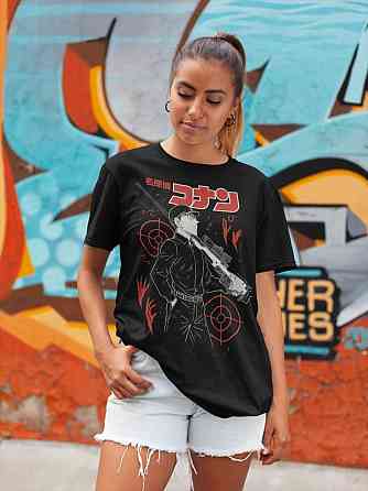 Футболка для мальчика аниме Винтаге Детективе Конан Аниме оверсайз (рост от 165 до 180 ) Черний AnimeJ0519m Днепр