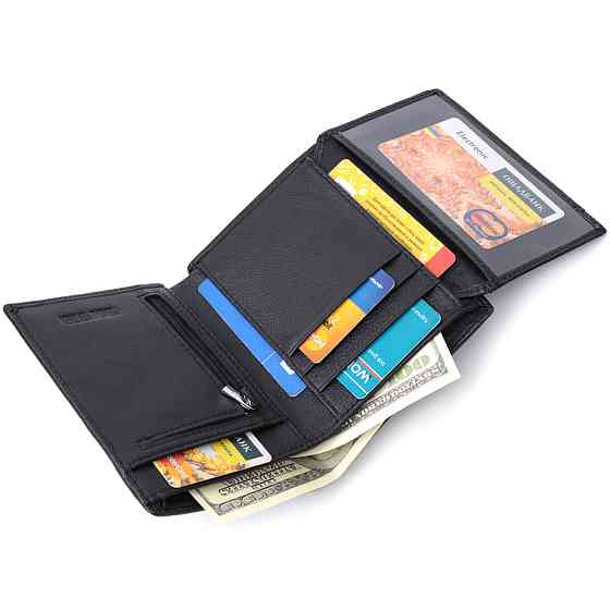 Вертикальное мужское портмоне из натуральной кожи ST Leather 22733 Черный Киев