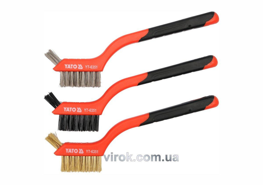 Набір щіток YATO сталь/латунь/нейлон 180 мм 3 ряди 3 шт Одеса - фото 2