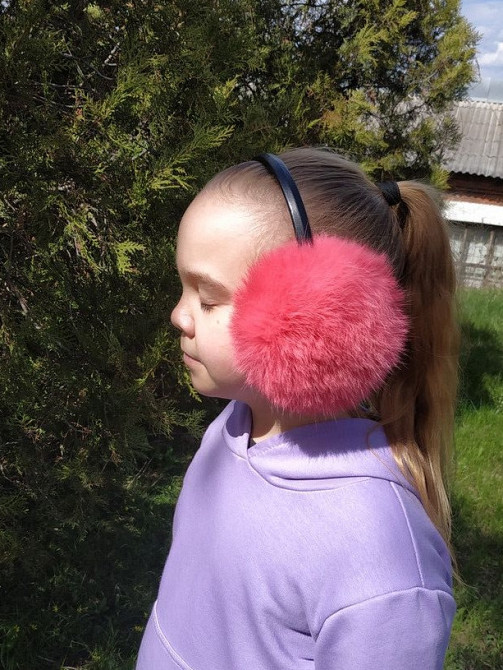 Наушники меховые детские из кролика Кораловый Харьков - изображение 2