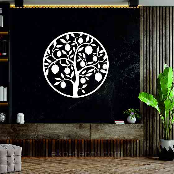 Декоративное настенное 3D Панно «Дерево в кругу» Декор на стену с объемом 70*70 см, Белый Киев