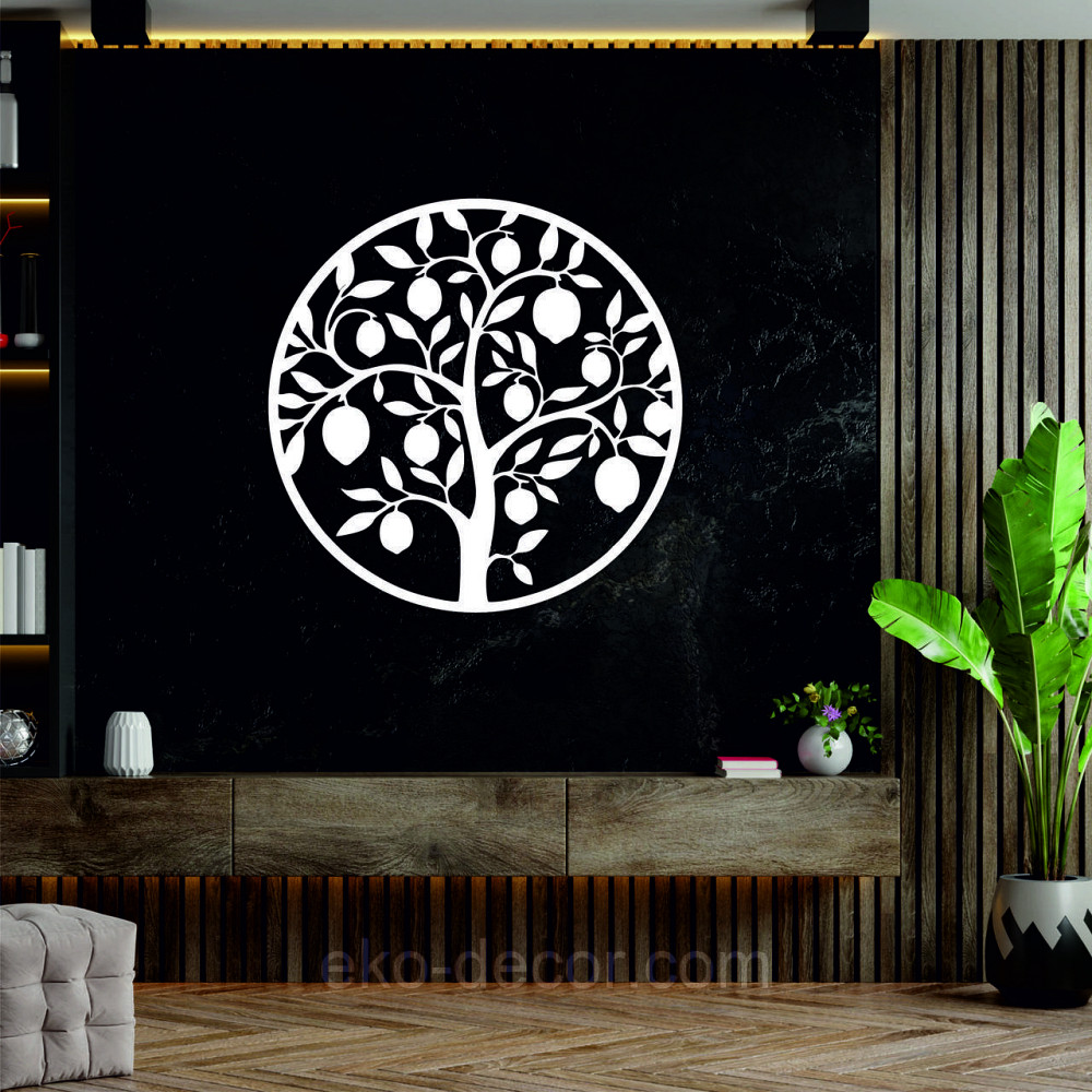 Декоративное настенное 3D Панно «Дерево в кругу» Декор на стену с объемом 70*70 см, Белый Киев - изображение 6