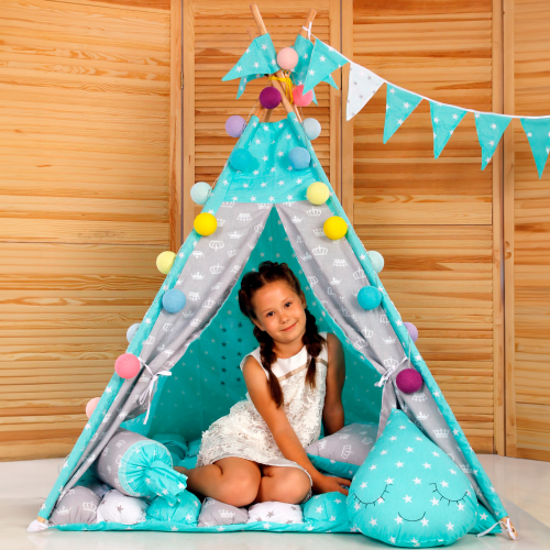 Вигвам Хатка комплект Бонбон Королевский мята - Большой 150*150 см Киев - изображение 2