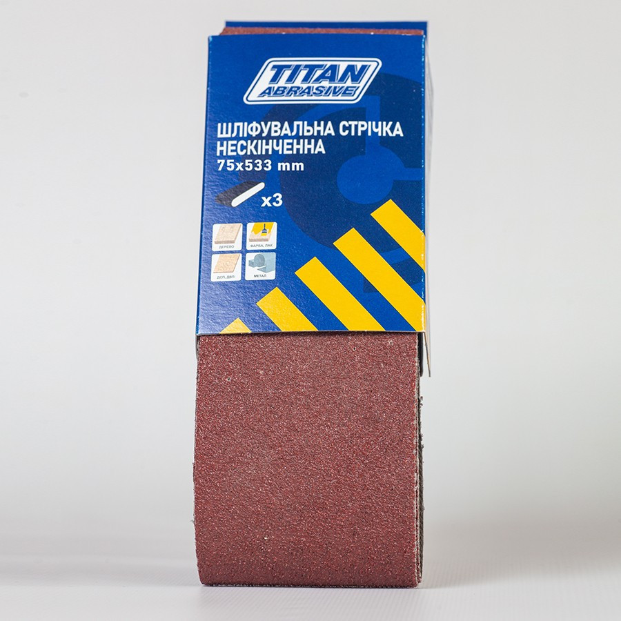 Шлифовальная лента нескончаемая 75х533 мм Р40 TITAN ABRASIVE Ровно - изображение 3