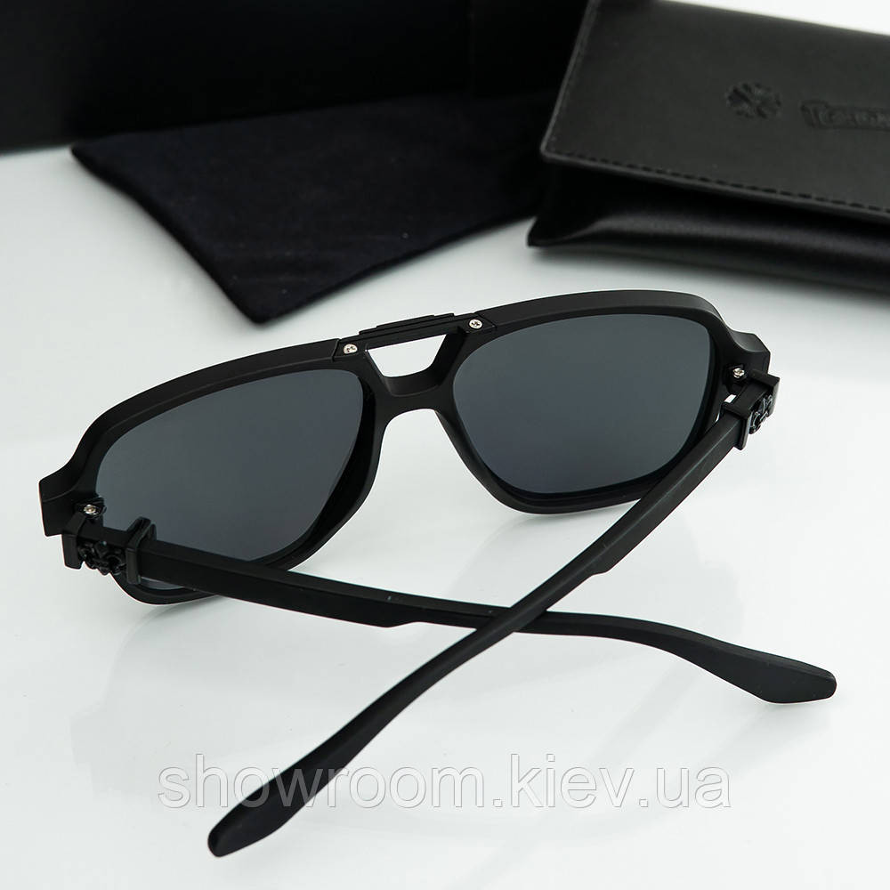 Сонцезахисні брендові чоловічі окуляри Chrome Hearts (38260) black Київ - фото 3
