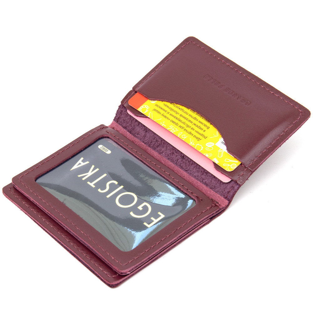 Шкіряна обкладинка для автодокументів GRANDE PELLE 11491 Бордовий Київ - фото 7