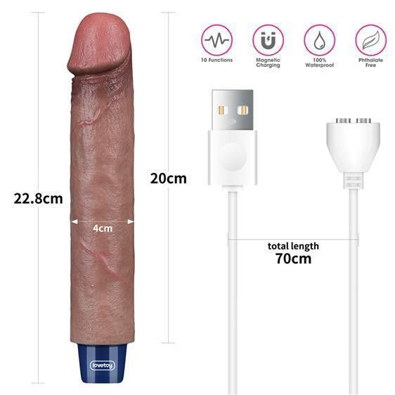Вібратор - Real Softee Rechargeable Silicone Vibrating Dildo 9" Sex Aura Київ - фото 3