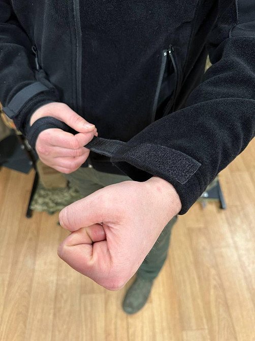 Чоловіча флісова кофта Safari Tactical на блискавці із Softshell вставками (Чорний) S Київ - фото 4