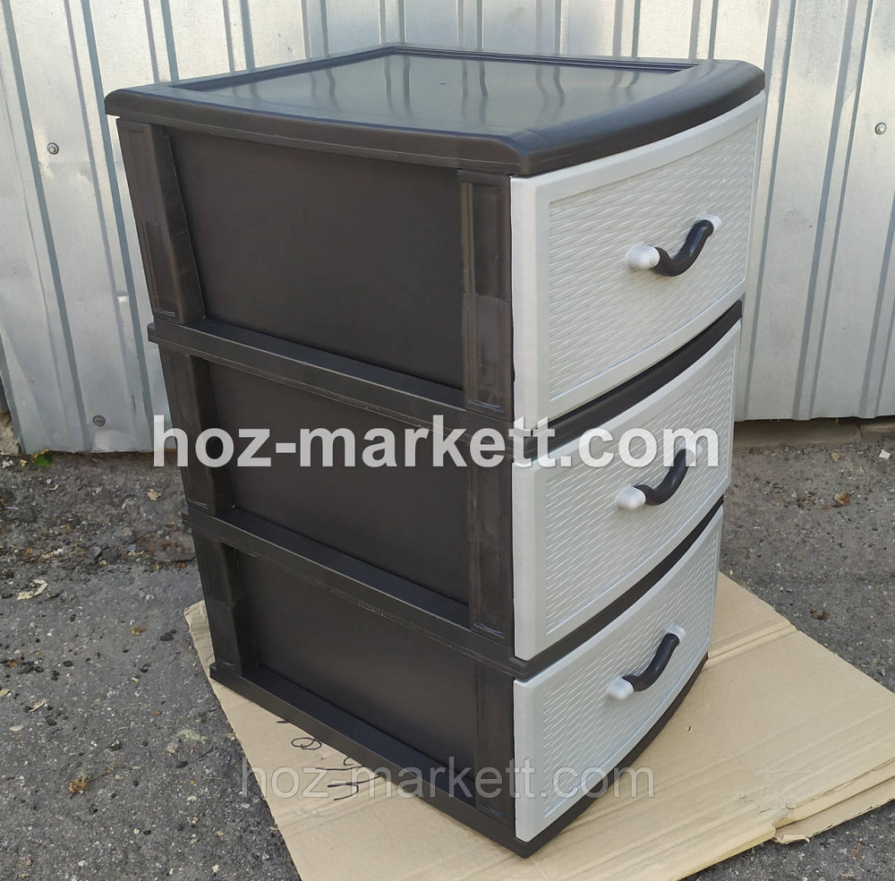 Комод пластиковый Стиль серый на 3 ящика производство Украина Харьков - изображение 4