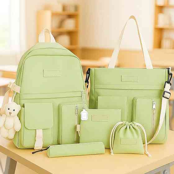 Набір шкільний Рюкзак 40х29х12 см,Сумка,Шоппер,Пенал,Зелений SBR Київ