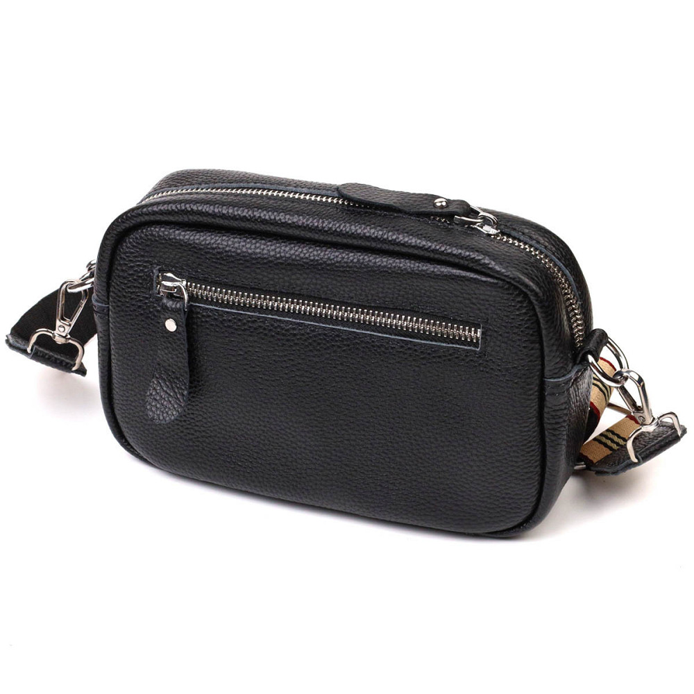 Жіноча шкіряна сумка на плече для міста та щоденного використання Vintage 22123 Чорна Київ - фото 12