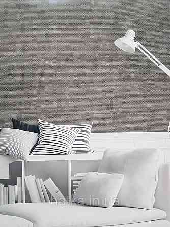 Шпалери вініл на флізеліні гарячого тиснення DU&KA Natura1.06х10 під тканину рогожка структурні сірі сріблясті Київ