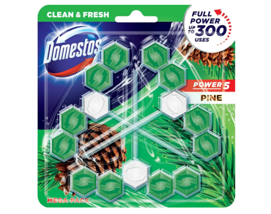 Туалетный блок Domestos Power 5 Свежесть хвои 3 × 55 г Киев