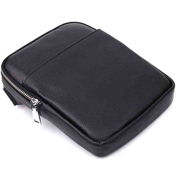 Удобная вертикальная сумка для мужчин из натуральной кожи Vintage 22862 Черный Киев