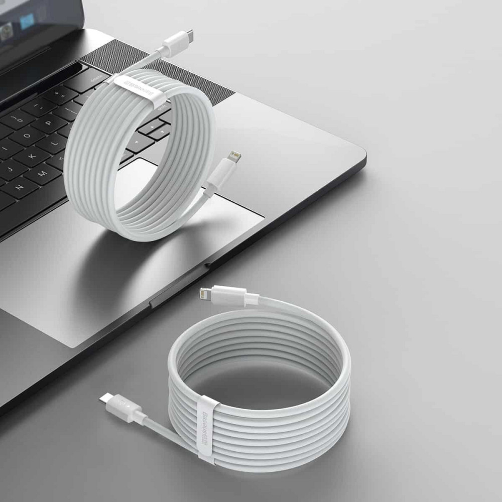 Кабель Baseus Simple Wisdom Data Cable Kit USB to iP PD 20W (2PCS/Set) 1.5m White Киев - изображение 5
