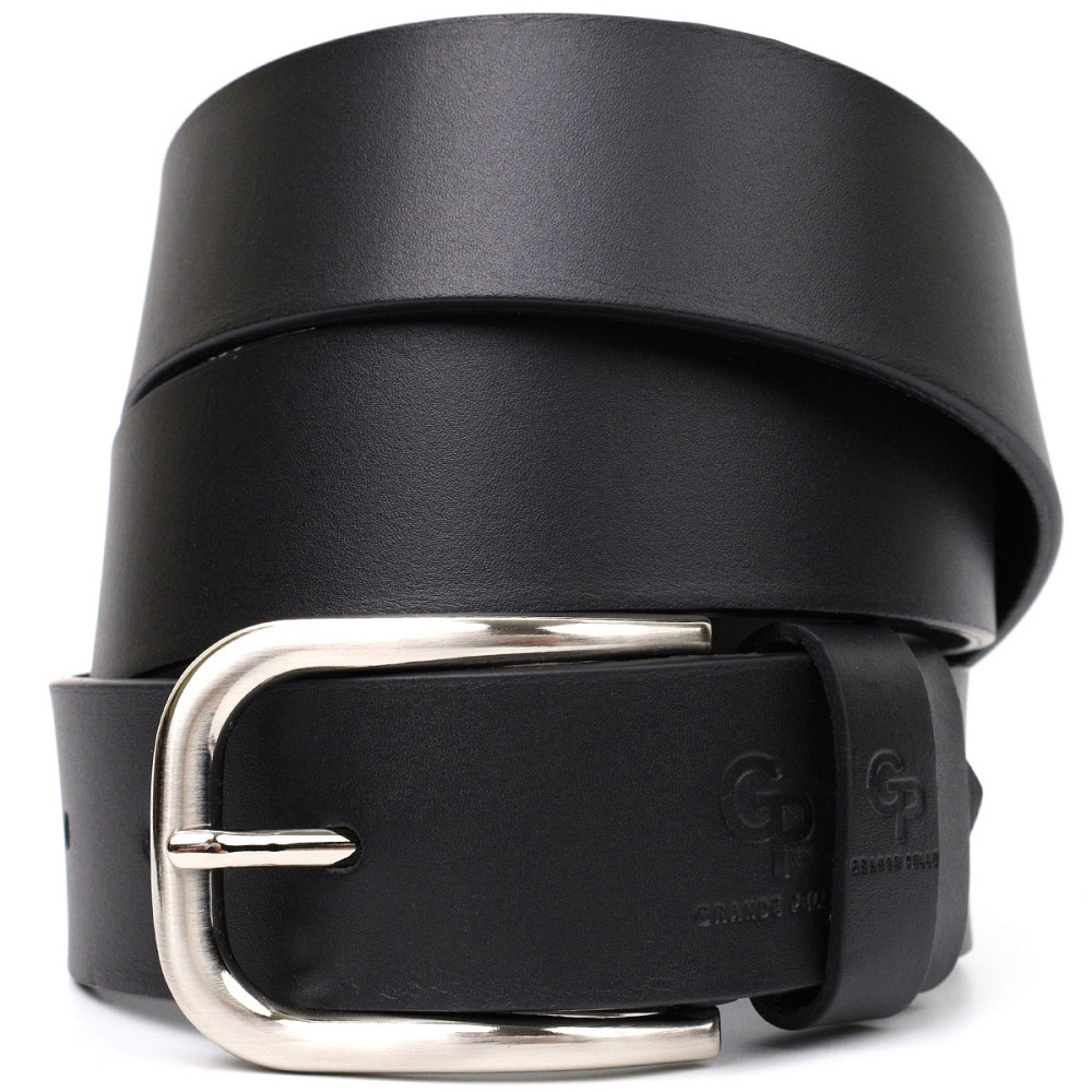 Кожаный мужской ремень под джинсы GRANDE PELLE 11682 Черный Киев - изображение 1