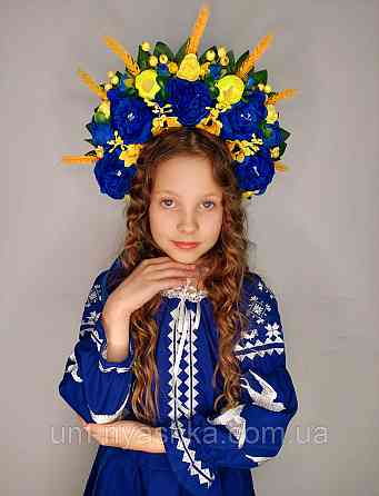 Віночок український жовто-блакитний сценічний зі стрічками Кривий Ріг