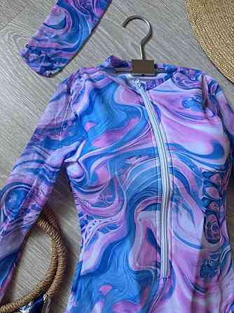 Закритий жіночий купальник із захистом від сонця Блакитний, M Харків