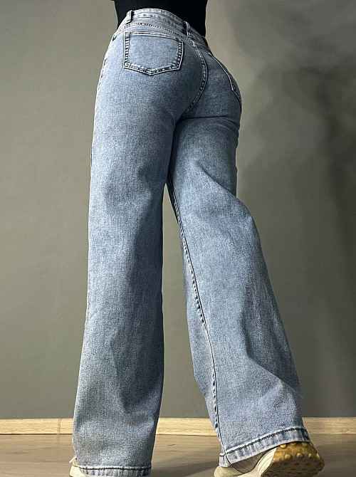 Джинсы женские Meecaloo 6010 palazzo jeans comfort облегченные палаццо широкие голубые, голубой, З2, Одесса - изображение 6