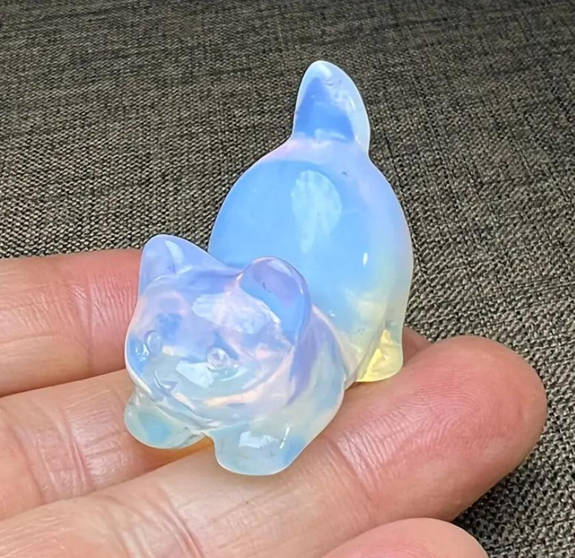 Фигурка кота из натурального камня опала 30 мм. Каменная статуэтка кота опал Киев - изображение 1