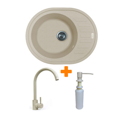 Мойка кухонная Adamant Ovum Avena + змішувач + дозатор (1824296900406) Вінниця - фото 1