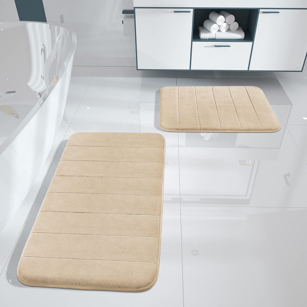 Набор 2 коврика для ванной Aquarius с эффектом памяти 50х80 см, 40х60 см  Бежевый в полоску Буча - изображение 8