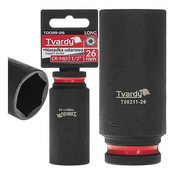 Головка ударна "Tvardy" з хром-молібденової сталі (Cr-Mo)  1/2"  6-гранна довга 26 мм Київ