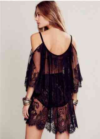 Туніка пляжна прозора мереживна жіноча чорний Київ