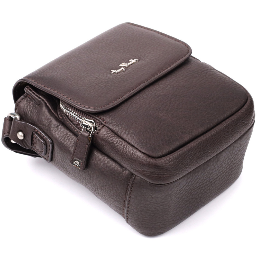 Компактна чоловіча сумка з м'якої натуральної шкіри Tony Perotti 20844_1 (9027-12.5 moro) Коричневий Київ - фото 5