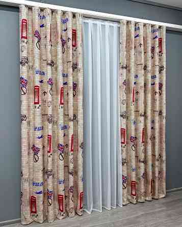 Комплект готових штор VR-Textil Фотоштори Лондон № 914ш Різнобарвний 150х270 см 2 шт (30-039) Київ