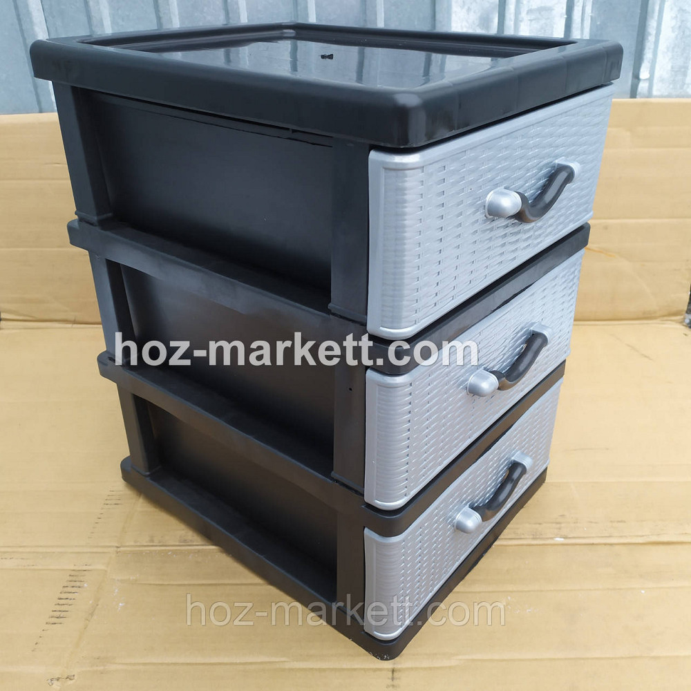 Комод тумбочка мини на 3 ящика серо-черная Харьков - изображение 7